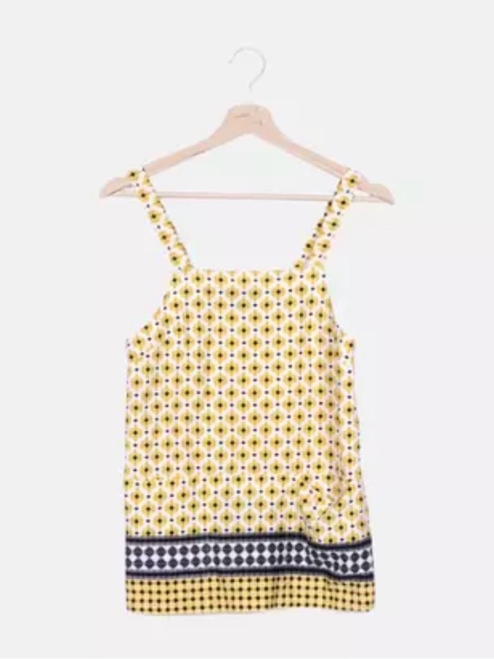 Topshop Yellow Floral-Print Square Neck Camisole with Contrast Hem